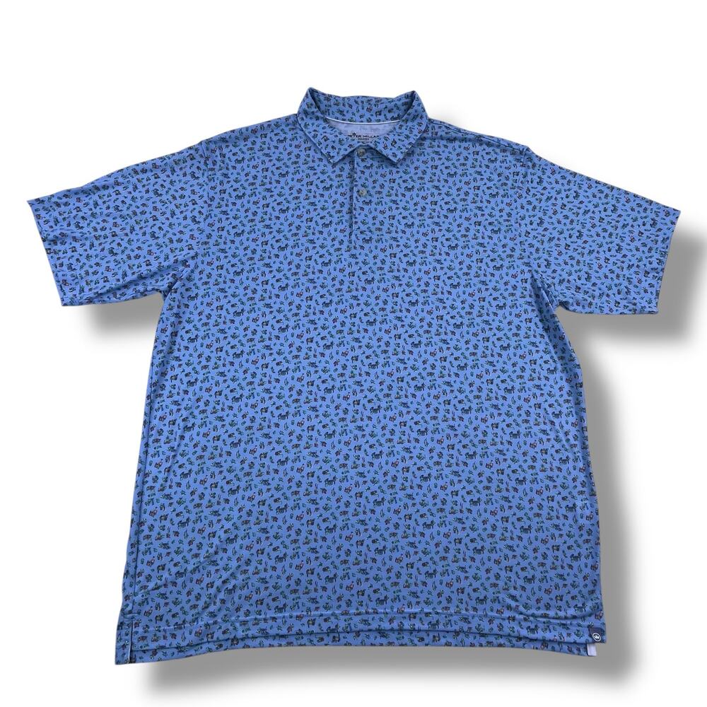 Peter Millar Seaside Garden/Plant print polo button shirt, size XL